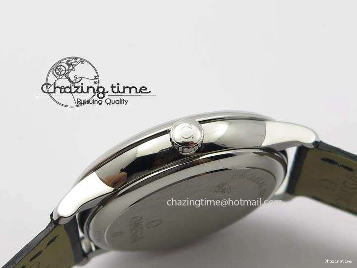 0205 Flexible De Ville MK 1:1 Best Edition SS White Dial On Black Leather Asian Seagull T1701 (Sec@6) 8244